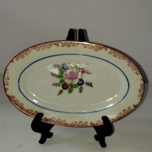Child's Vintage Mid Century Porcelin platter. Floral  Pink Rose Rare